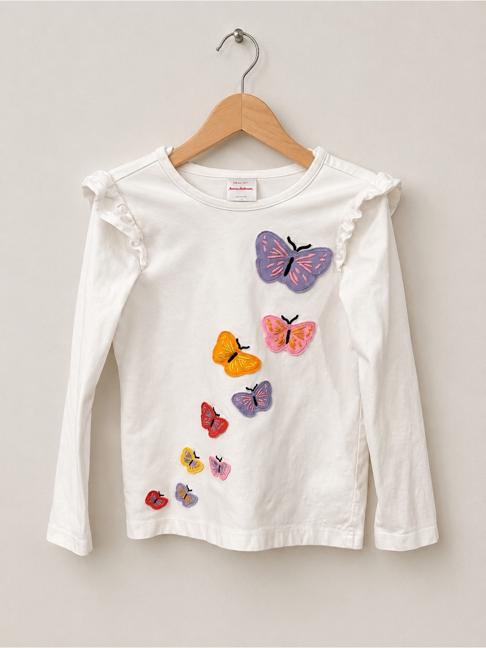 Hanna Andersson Butterfly Appliqué Long Sleeve Tee | Size 5 (110)